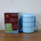 3 Layer Insulated Lunch Box Set with Handle & Strap - (Set)