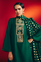 Bottle Green Rose Blush Kurta Set