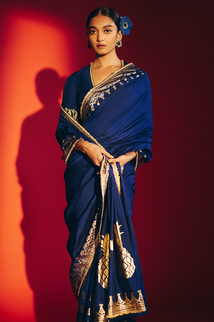Navy Blue Amber Arches Saree