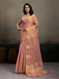 Elegant Pink Tissue Saree with Woven Circular Motifs