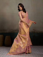 Elegant Pink Tissue Saree with Woven Circular Motifs