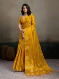 Mustard Tissue Saree with Woven Design - Elegant Traditional Wear