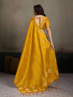 Mustard Tissue Saree with Woven Design - Elegant Traditional Wear
