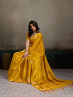 Mustard Tissue Saree with Woven Design - Elegant Traditional Wear
