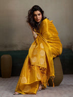 Mustard Tissue Saree with Woven Design - Elegant Traditional Wear