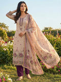 Ethnic Beige & Wine Linen Dress Material with Beautiful Floral Dupatta