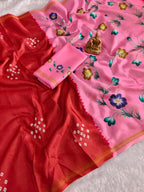 Ethnic Red Bandhani Print Mulmul Cotton Saree With Elegant Floral Pallu Design