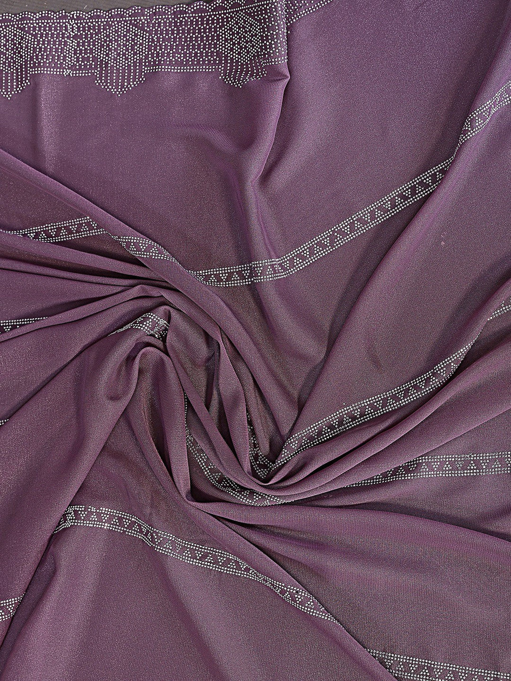 Designer Purple Star Georgette Saree Featuring Intricate Swarovski Embellishment Work