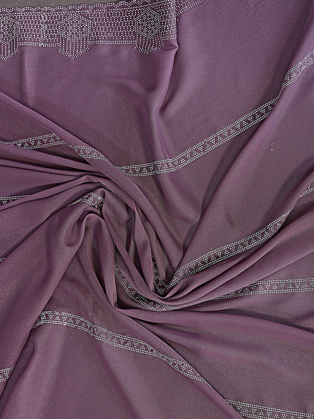 Designer Purple Star Georgette Saree Featuring Intricate Swarovski Embellishment Work