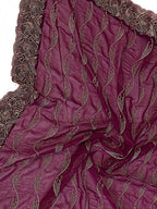 Sophisticated Wine Floral Zari Work Star Georgette Saree With Swarovski Embellishment