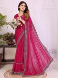 Timeless Rani Pink Star Georgette Saree With Sparkling Swarovski Embellishment Work