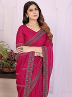 Timeless Rani Pink Star Georgette Saree With Sparkling Swarovski Embellishment Work