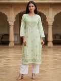 Elegant Green Rayon Kurti with Delicate Embroidery