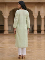 Elegant Green Rayon Kurti with Delicate Embroidery