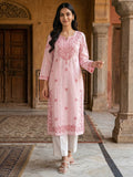 Elegant Pink Rayon Kurti with Delicate Embroidery