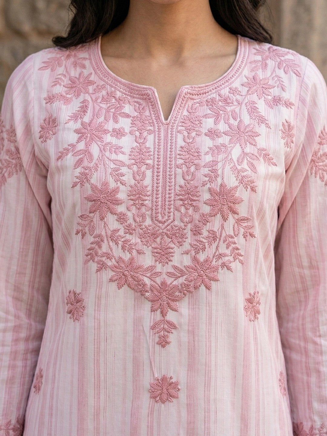 Elegant Pink Rayon Kurti with Delicate Embroidery