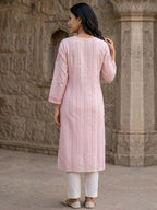 Elegant Pink Rayon Kurti with Delicate Embroidery