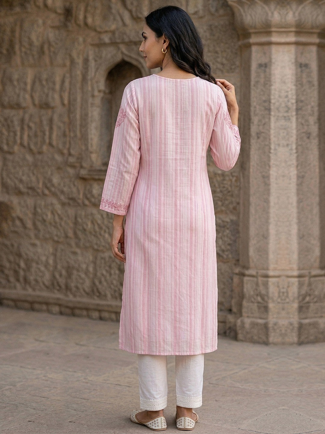 Elegant Pink Rayon Kurti with Delicate Embroidery