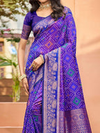 Timeless Violet Geometric & Floral Design Weaving Silk Blend Saree With Stylish Tassels Pallu