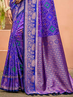 Timeless Violet Geometric & Floral Design Weaving Silk Blend Saree With Stylish Tassels Pallu