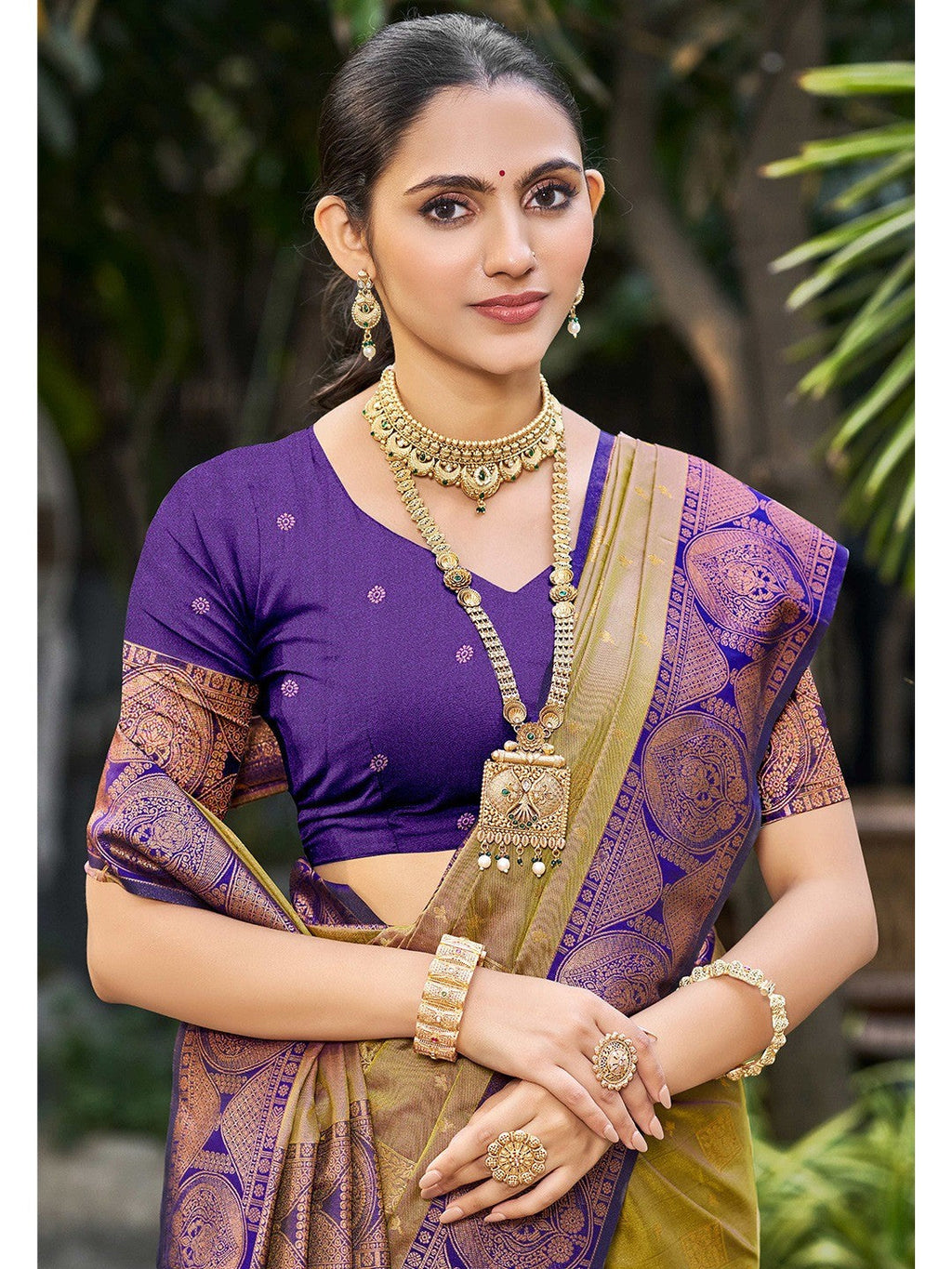 Timeless Dark Beige Floral Zari Work Silk Blend Saree With Designer Tassels Pallu