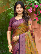 Luxury Dark Mustard Zari Woven Silk Blend Saree With Paisley Motif Border & Attractive Tassel Pallu