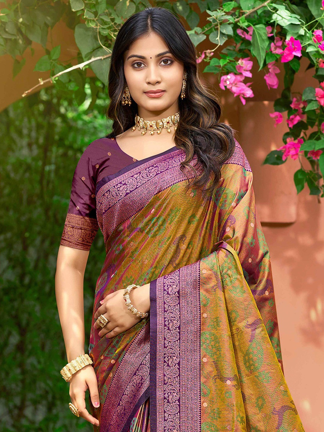 Luxury Dark Mustard Zari Woven Silk Blend Saree With Paisley Motif Border & Attractive Tassel Pallu