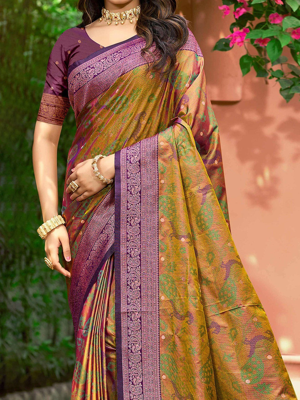 Luxury Dark Mustard Zari Woven Silk Blend Saree With Paisley Motif Border & Attractive Tassel Pallu