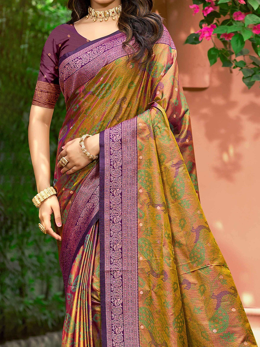 Luxury Dark Mustard Zari Woven Silk Blend Saree With Paisley Motif Border & Attractive Tassel Pallu