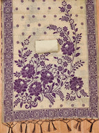 Cream Cotton Blend Dress Material with Floral Patterns and Jamdani Woven Detailing