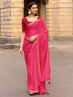Charming Pink Solid Mulmul Cotton Saree Highlighted By Zari Weaving Border & Tassel Pallu