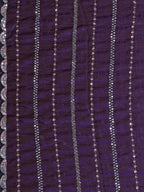 Radiant Purple Striped Pattern Satin Silk Saree Featuring Intricate Sequins & Beads Embellishment