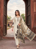 Cream Viscose Floral Embroidered Salwar Suit with Dupatta Ethnic Wear