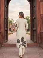 Cream Viscose Floral Embroidered Salwar Suit with Dupatta Ethnic Wear