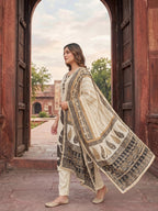 Cream Viscose Floral Embroidered Salwar Suit with Dupatta Ethnic Wear