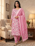 Exclusive Light Pink Floral Printed Rayon Dress Material With Delicate Design Finish