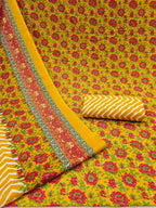 Exclusive Mustard Floral Printed Rayon Dress Material With Delicate Design Finish