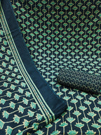 Exclusive Blue Floral Printed Rayon Dress Material With Delicate Design Finish