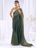 Graceful Green Art Silk Party Wear Saree With Minimal Solid Design & Tassel Pallu