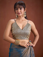 Trendy Blue Solid Art Silk Saree With Stylish Belt & Tassel Pallu Detailing