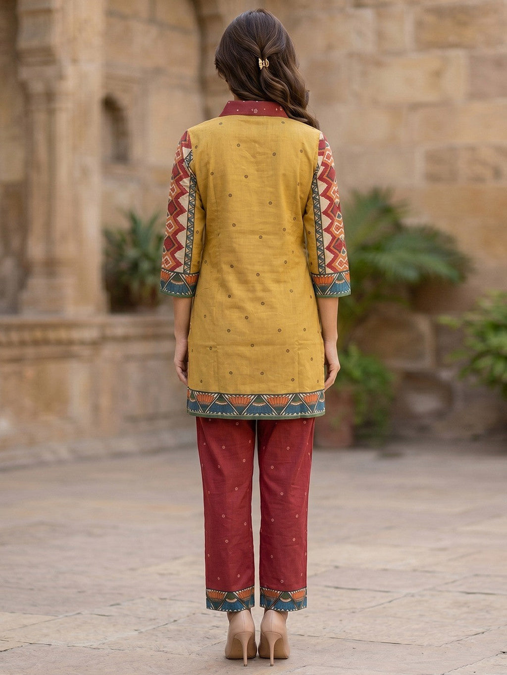 Trendy Olive Cotton Two-Piece Set for Casual & Office Wear