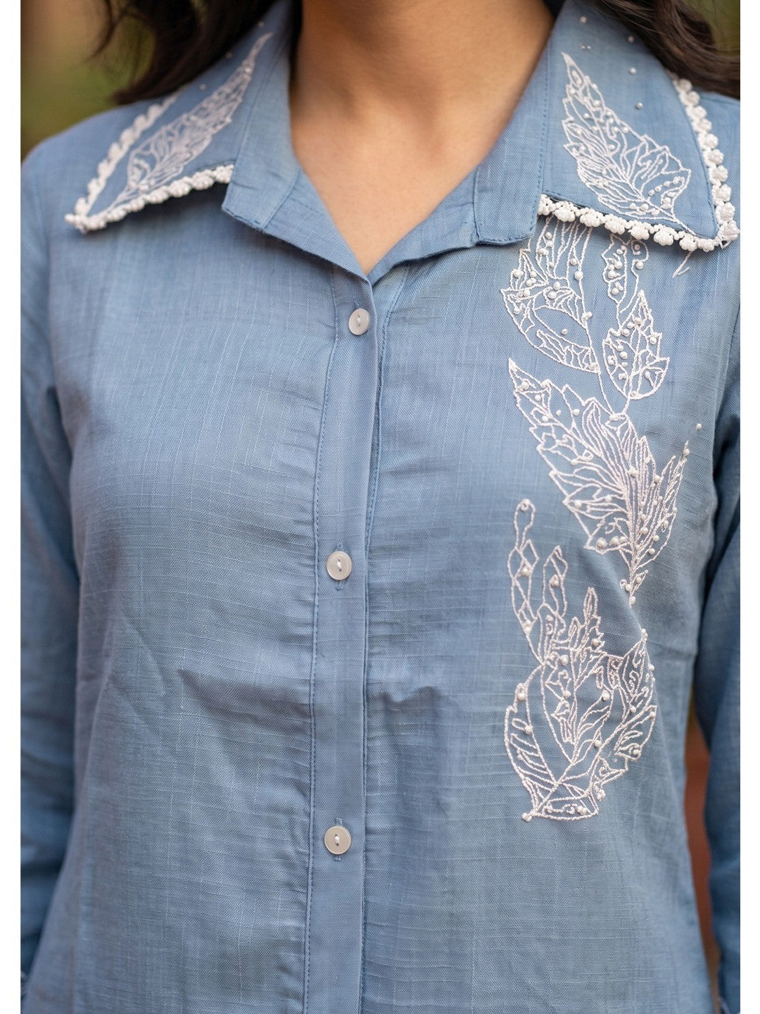 Stylish Blue Viscose Co-ord Set with Intricate Embroidered Work