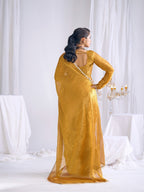 Gold Silk Blend Saree with Subtle Delicate Border Classic Ethnic Style