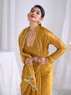 Gold Silk Blend Saree with Subtle Delicate Border Classic Ethnic Style