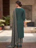 Premium Green Printed Pure Cotton Straight Fit Salwar Suit with Mirror Work Elegant Look
