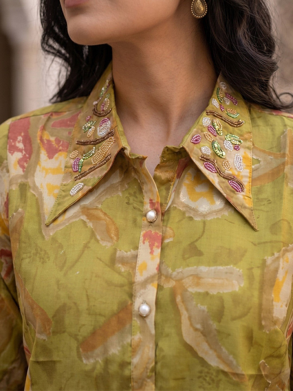 Green Floral Printed Rayon Top Bottom Set Stylish Everyday Ethnic Wear