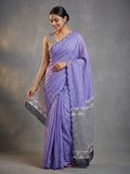 Stylish Lavender Linen Saree with Multicolor Printed Motifs Minimal Elegant Look