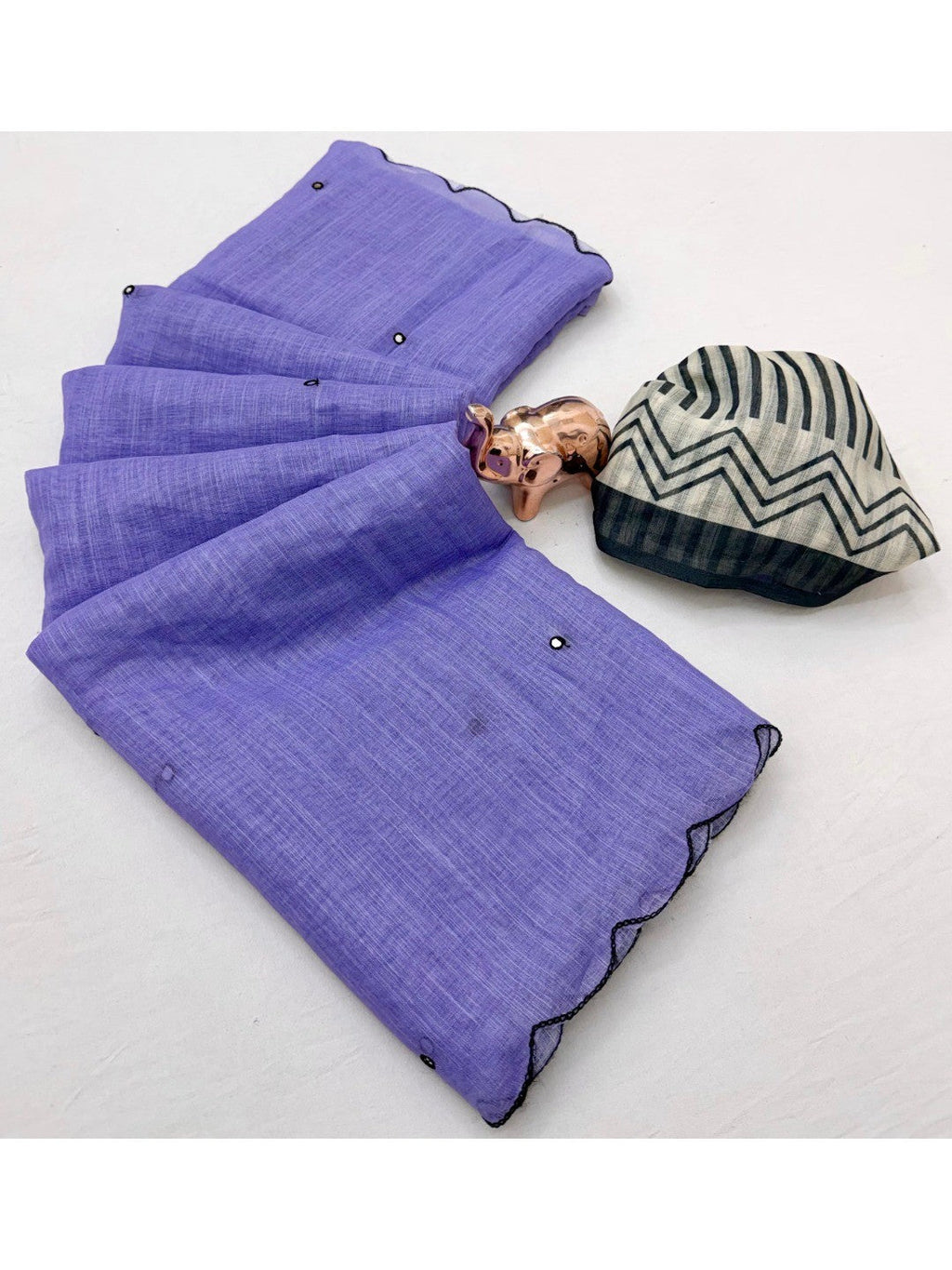 Stylish Lavender Linen Saree with Multicolor Printed Motifs Minimal Elegant Look