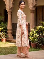 Offwhite Floral Cotton Salwar Suit Set Soft Comfortable Ethnic Wear