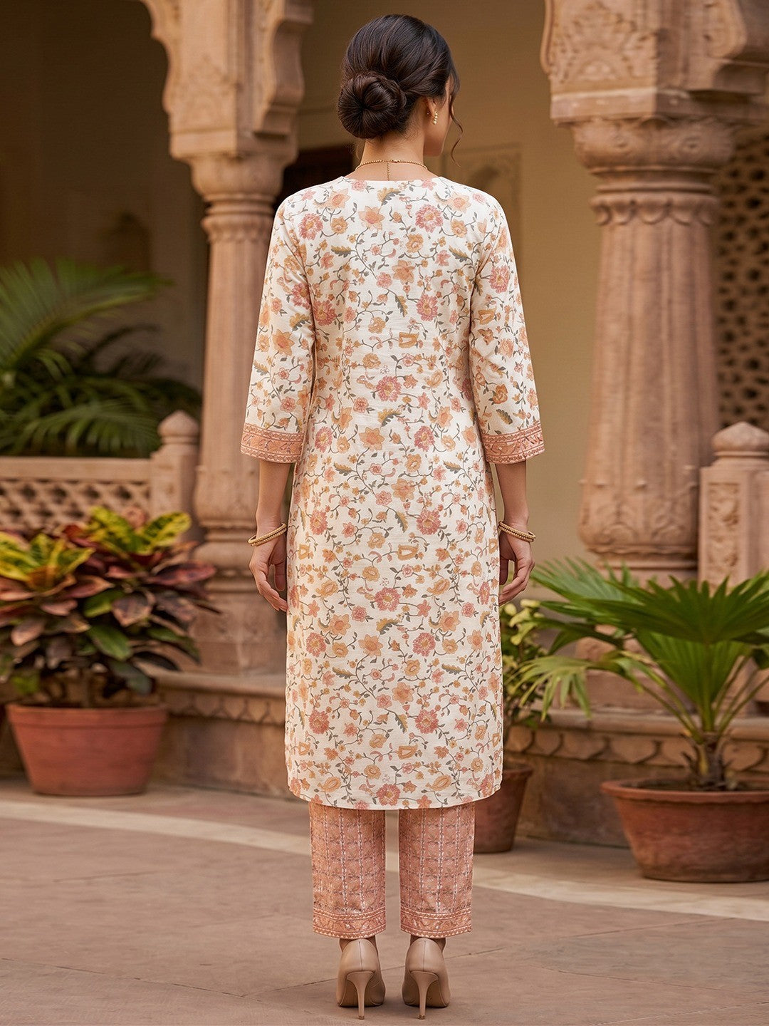 Offwhite Floral Cotton Salwar Suit Set Soft Comfortable Ethnic Wear